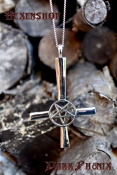Satanisches Kreuz mit männlichen Pentagramm
